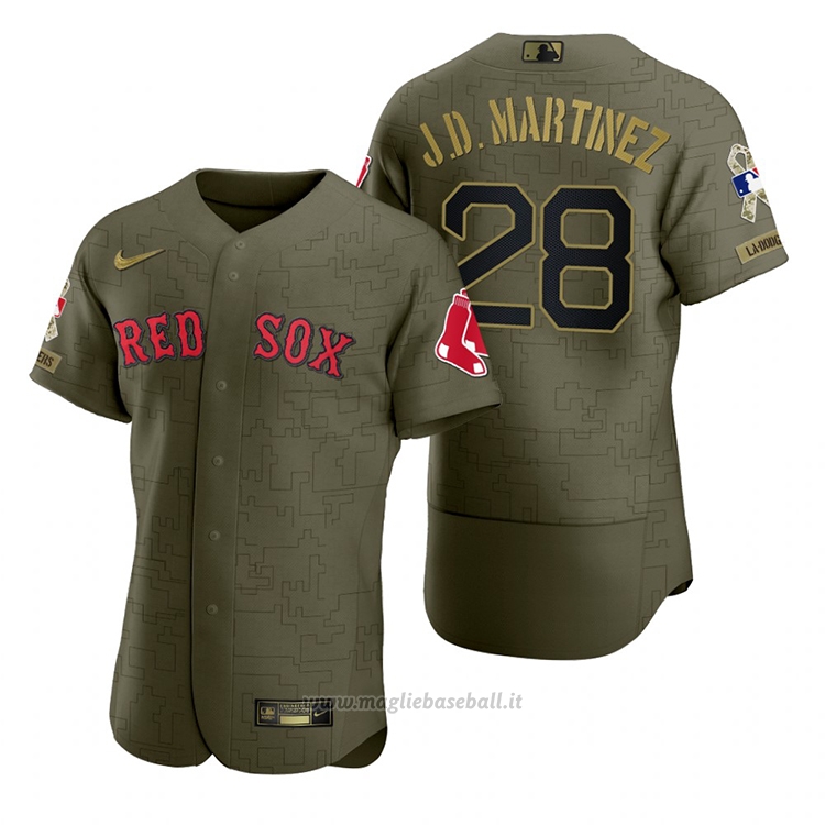 Maglia Baseball Uomo Boston Red Sox J.d. Martinez Camouflage Digitale Verde 2021 Salute To Service